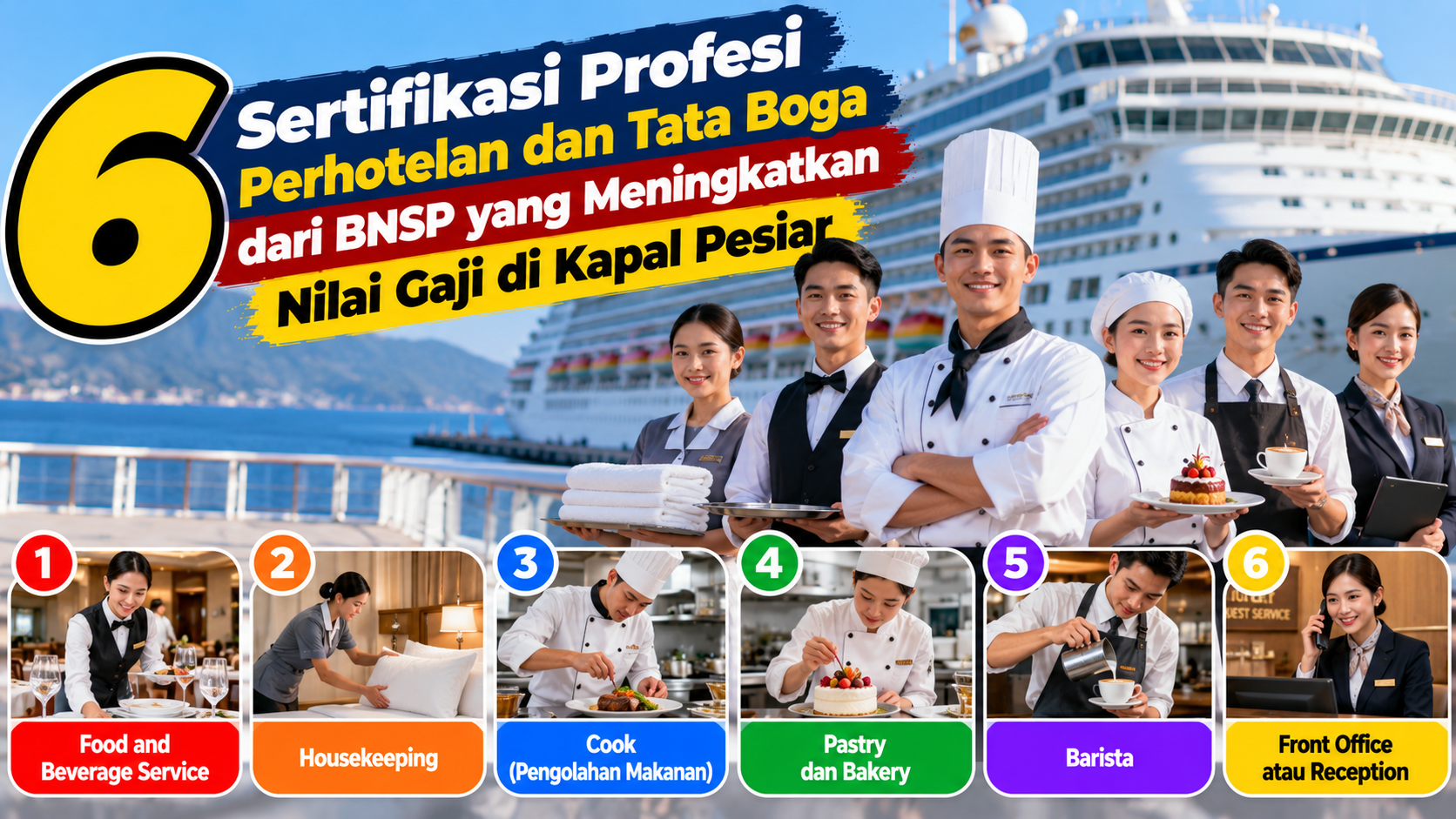 6 Sertifikasi Profesi Perhotelan dan Tata Boga dari BNSP yang Meningkatkan Nilai Gaji di Kapal Pesiar